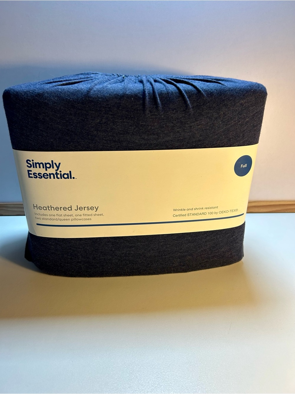 Bed Bath & Beyond Simply Essential Heathered Jersey Sheet Set, Color:Denim, Full